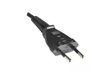 Euro plug type C to C7 90° down, 0,75mm², VDE, black, length 2,00m